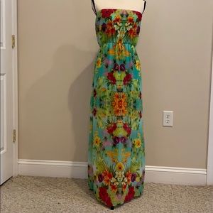 Strapless floral maxi dress